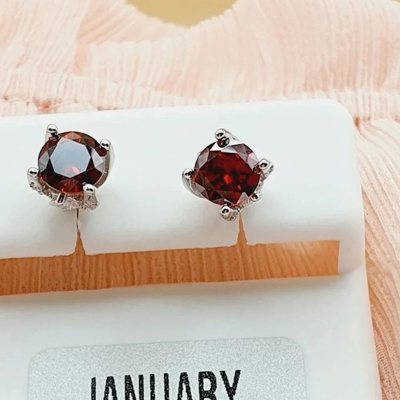 "Birthstone S925 Sterling Silver CZ Stud Earrings for Women/Girl, US19251040 - Picture 10 of 10